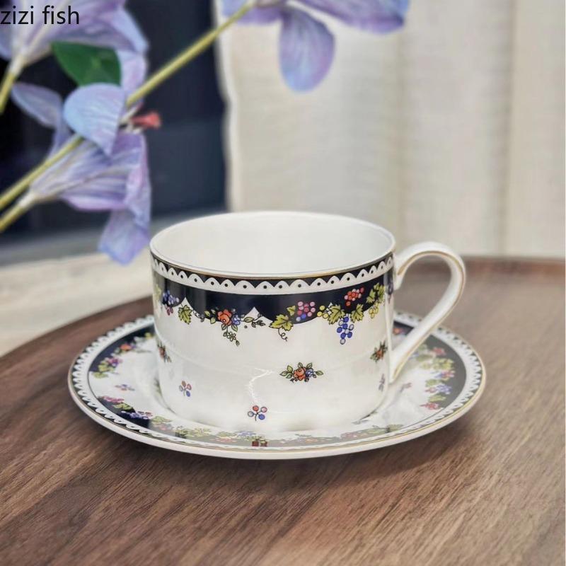 Ceramic Flower Tea Cup Coffee Cup and Dish Set Afternoon Tea Set Water Cups Milk Mug Breakfast Cups Coffee Mug Juice Mugs