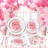 Bride-To-Be Rose Gold Themed Decorative Party Supplies Set Bachelorette Party Venue Arrangement Paper Plates Paper Cups
