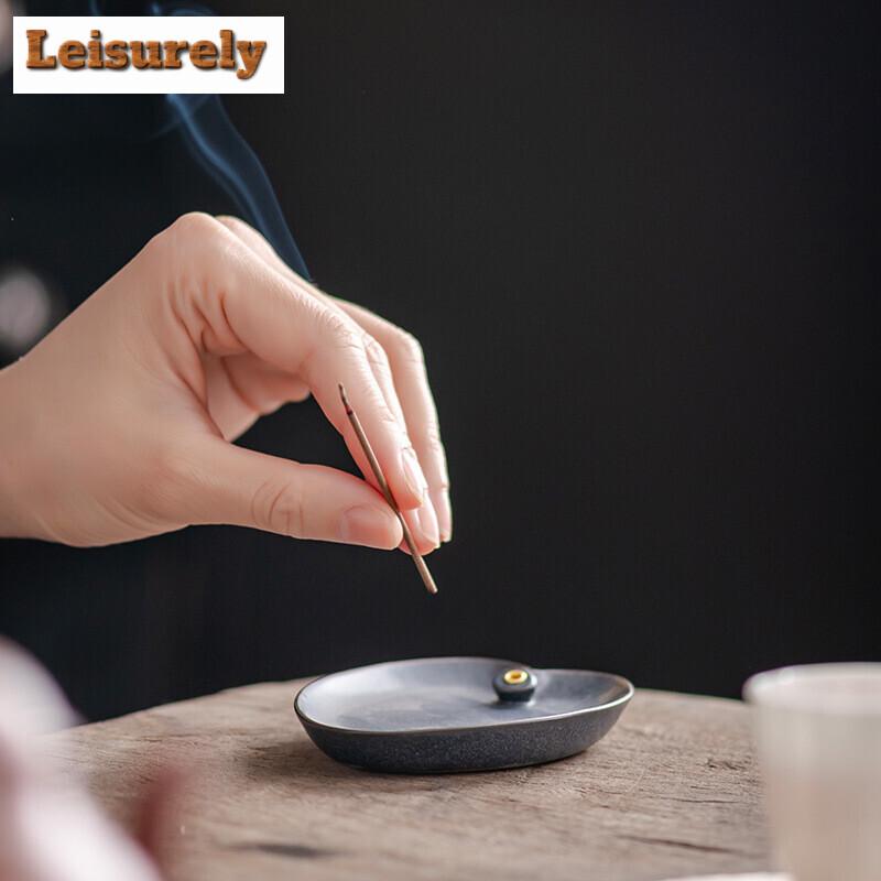 Chinesischer Keramik Blatt Räucherstäbchen Ofen Zuhause Arbeitszimmer Räucherhalter Aromatherapie Brenner Ofen Schreibtisch Dekoration Zubehör