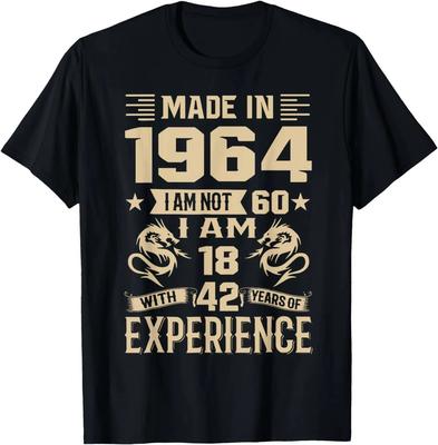HOT SALE Vintage 60th Birthday Decorations Vintage 1964 60 Birthday TShirt Men Women Clothes Graphic T Shirts Unisex Soft Tops