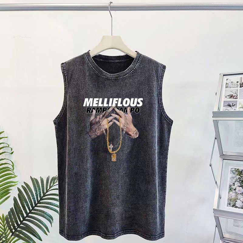 

Американская винтажная выстиранная мужская майка без рукавов с графикой, мужская майка, летняя одежда Y2k, футболки оверсайз, уличная одежда L