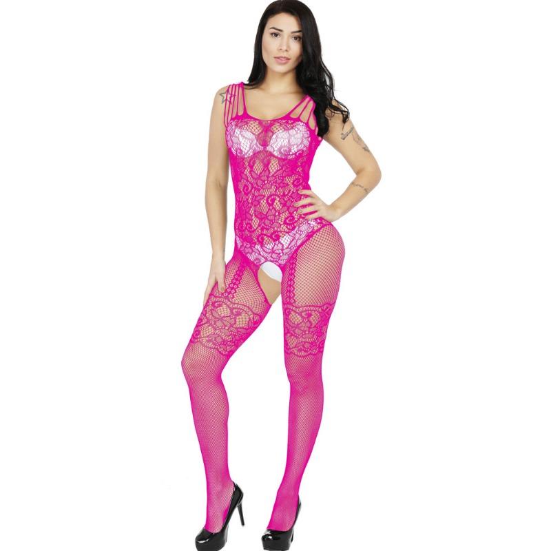 Sexy underwear suspenders Sexy hollow open-file one-piece mesh stockings Jacquard mesh socks