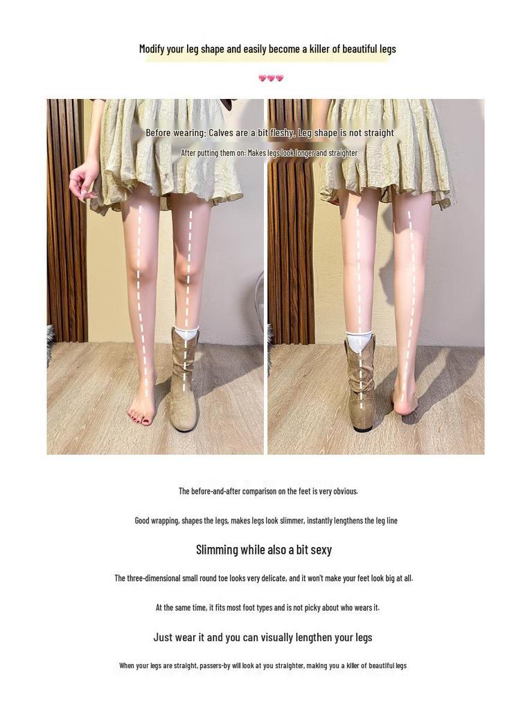 Women's Retro Suede Over-the-Knee Boots with Inner Height Boost, Round Toe, Slouch Design, Soft Sole – Autumn 2025 Edition