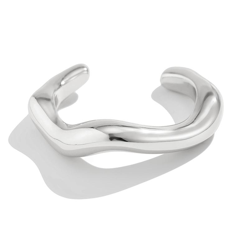 Fashion Irregular Cuff Bracelets for Women Vintage Exaggerated Gold Silver Color Glossy Plastic Open Bangle Female Jewelry Gift