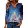 Women's Casual Fashionable Sexy Comfortable V-Neck Christmas Three-Quarter Sleeve Top