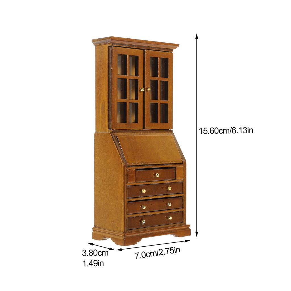 Miniature Cabinet 1:12 Scale Wooden Tiny House Furniture Creative Decoration for Living Room Bedroom Study Micro Scene