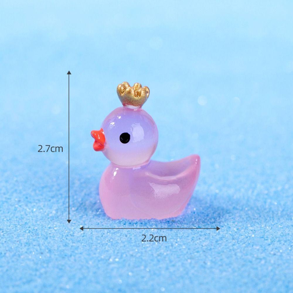 10pcs Cute Crown Small Ducks Miniature Animals Figurine Model New Mini Resin Ducks