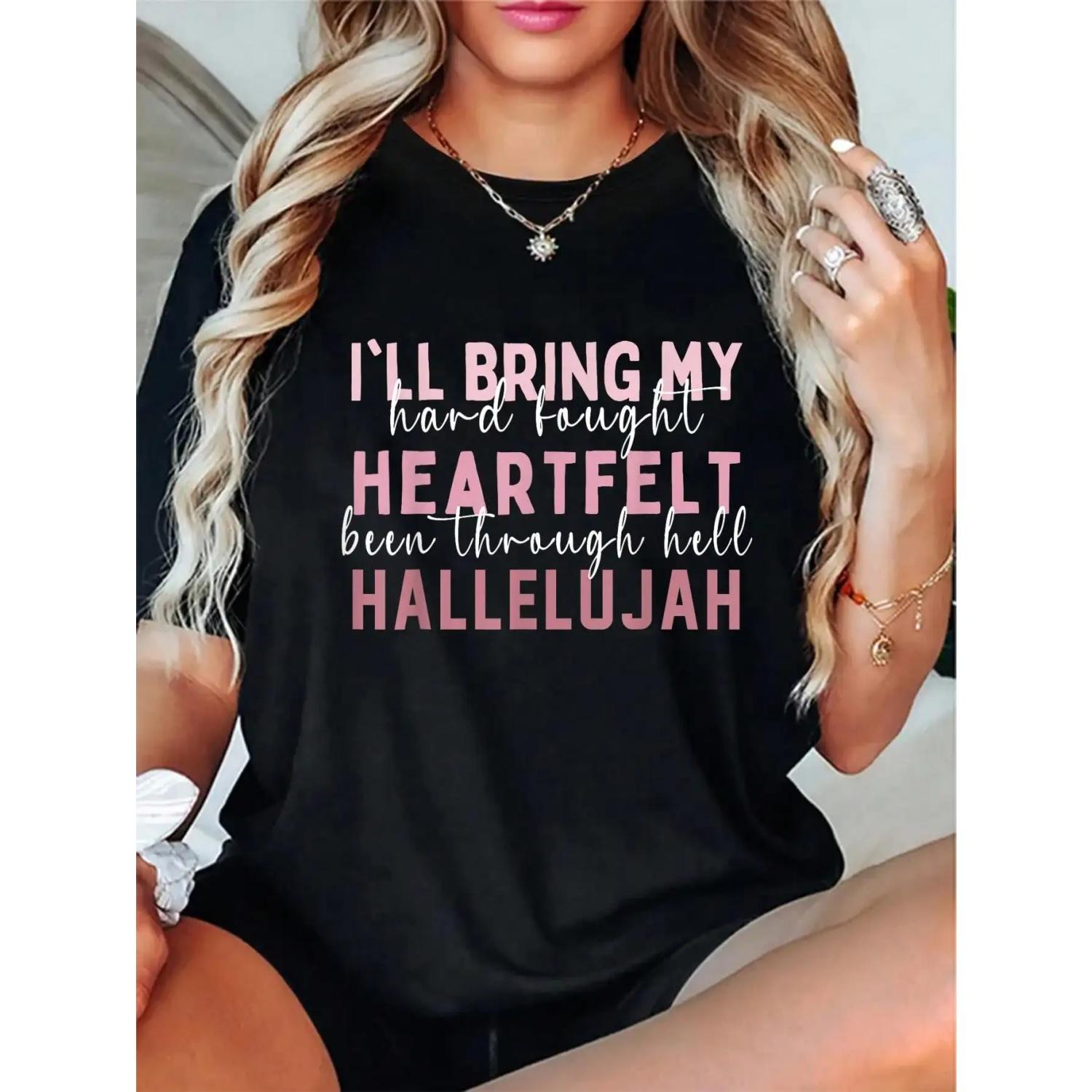 I ll Bring My Hard Fought Heartfelt Hallelujah Jesus Women T-Shirt S чёрный
