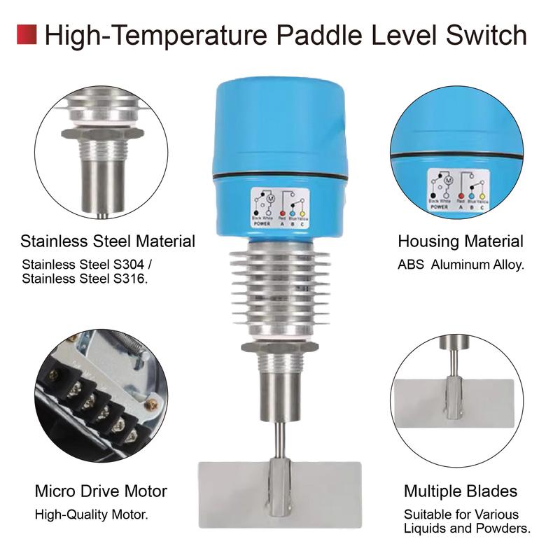 SR80 Rotary Paddle Level Switch Bin Hopper Silo Sensor for Powder Granule Bulk Solid High Temp Screw Mount Indicator