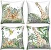 Tropical Green Leaf Pillowcase Animal Print Pillowcase Giraffe Zebra Cushion Cover