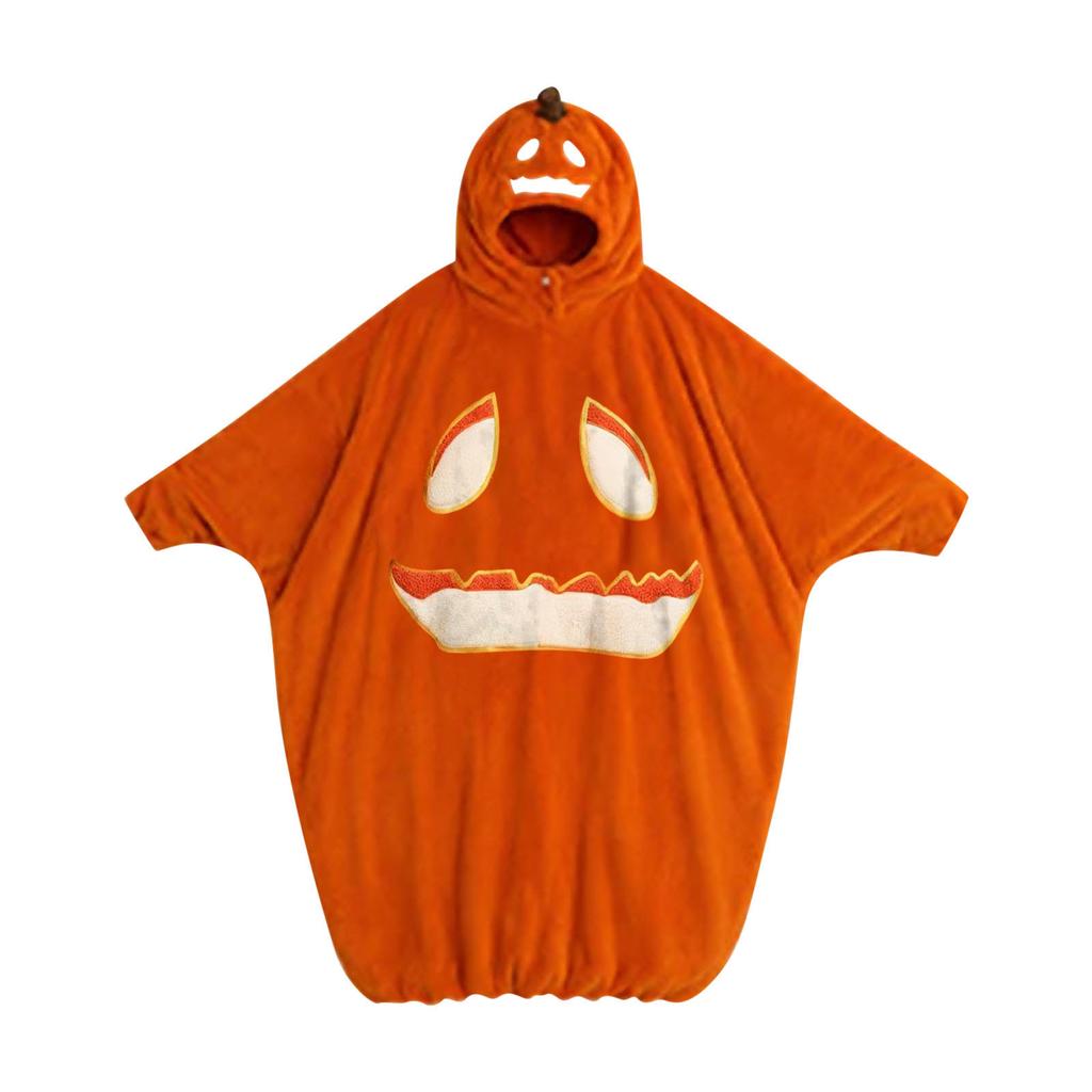 Damski wyściełany gruby szlafrok z nadrukiem dyni na Halloween do noszenia wewnątrz i na zewnątrz