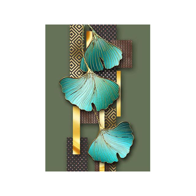 Moderne Goldene Blätter Grüne Pflanze Bild Poster Leinwand Druck Malerei Wand Kunst Gang Wohnzimmer Wohnkultur Cuadros Dekoration