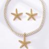 Women's Jewelry Set Zinc Alloy Starfish Pendant Necklace Earrings Exaggerated Summer Marine Animal Jewelry Gift Suitable for Daily Wear and Vacation