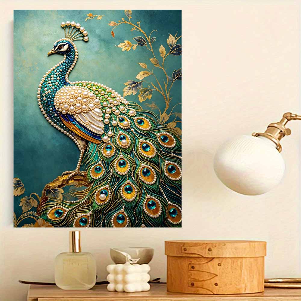 Pearl DIY Art Painting Peacock Design Handcrafted Picture Indoor Wall Ornament Relaxing Leisure Hobby Exquisite Home Decoration Gift