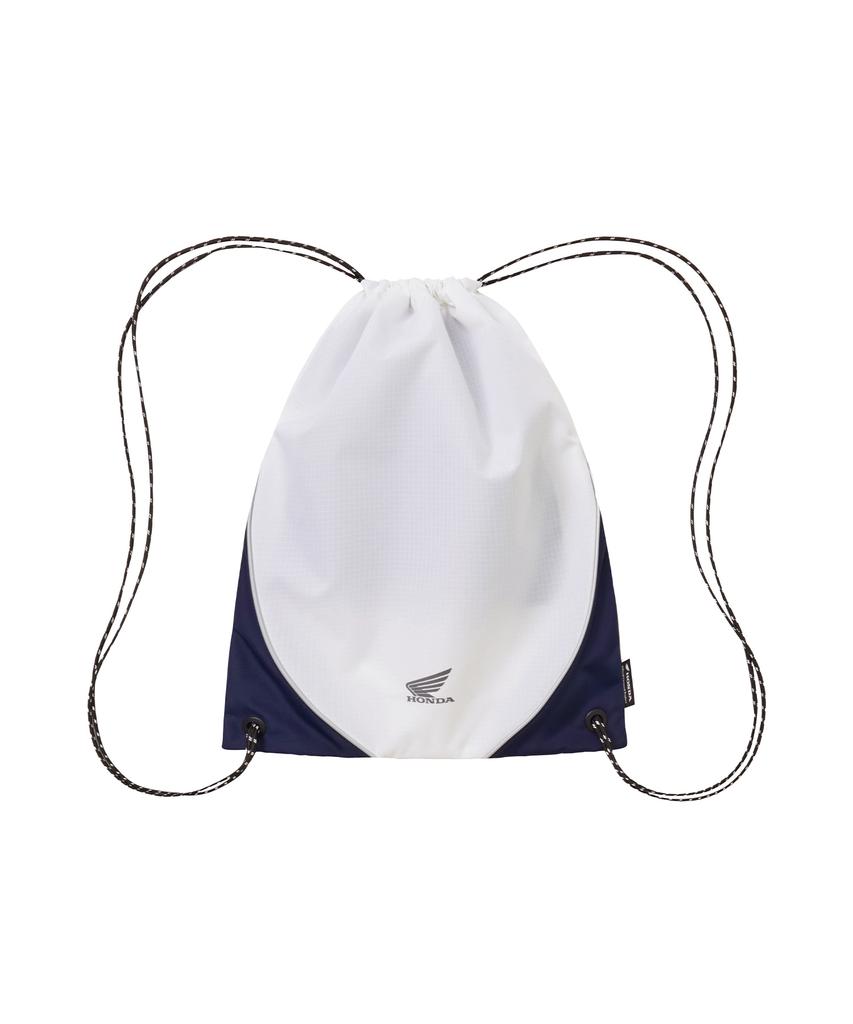 Phyps Motorcycle Nylon Color Block Drawstring Bag White