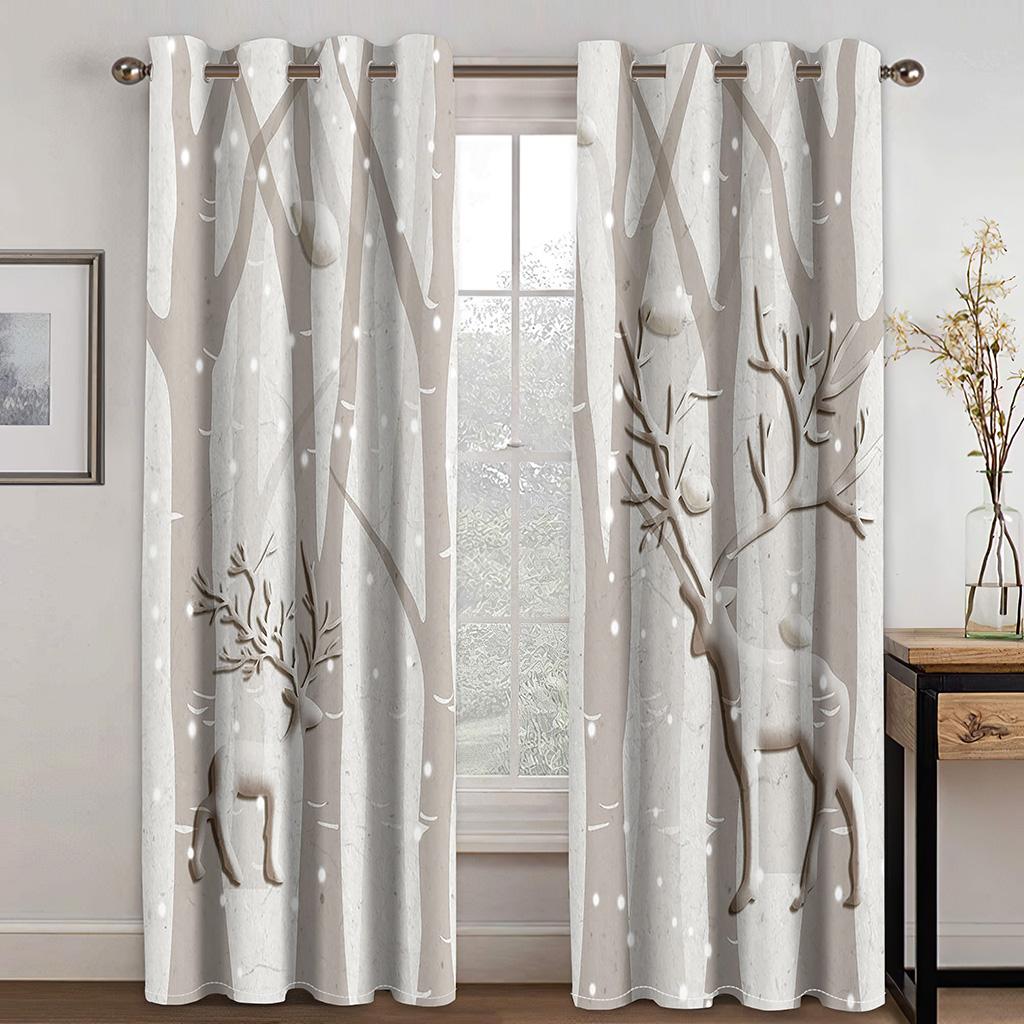 

3D печать дешевые абстрактные художественные серебряные березовые натуральные тонкие оконные шторы для гостиной спальни декор 2 панели 100W130H(CM)40x51in&Grommet Top