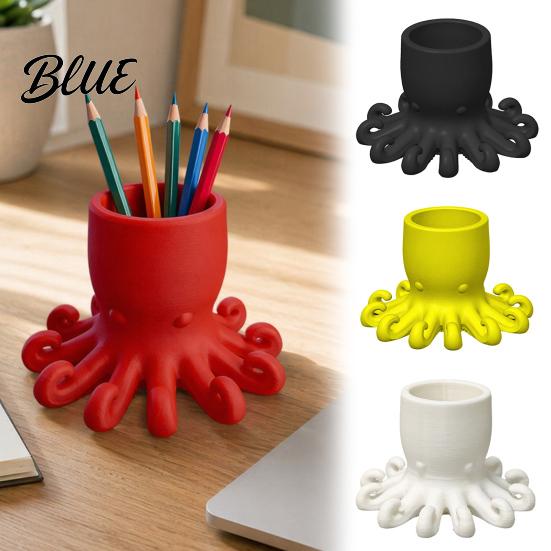 Ocean Style Decor 3D Printed Pen Holder Octopus Shape Pencil Cup Cute Paintbrush Holder Animal Desktop Organizer for Home Office Accessory Fun Desk