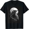 Gothic Raven Moon Art Black T-shirt
