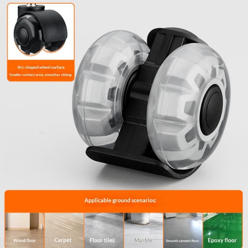 Silent Rubber Office Chair Swivel Caster Wheels 1/5Pcs Universal Easy to Replace Non-Scratch for All Floor Types