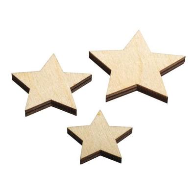 Decoration - - Natural Wood Stars - Assorted - 3.5-5.5cm - 8 Pieces