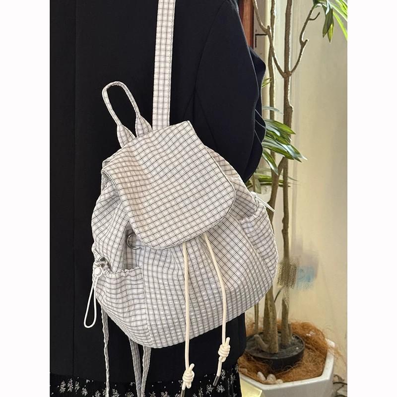 Korea Fashion Lightweight New College Plaid School Bag Casual Backpack Large Capacity Commuter College Student Backpack Tide