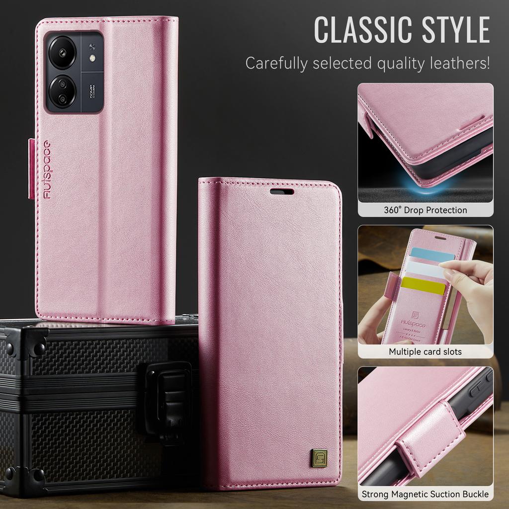For Xiaomi Redmi 13C/ Redmi 13C 5G Wallet Case with Card Slots & Kickstand, 360° Protection Leather Case