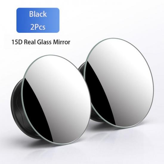2Pcs Borderless Blind Spot Mirrors Round HD Glass 360° Side Rear View Mirror Car