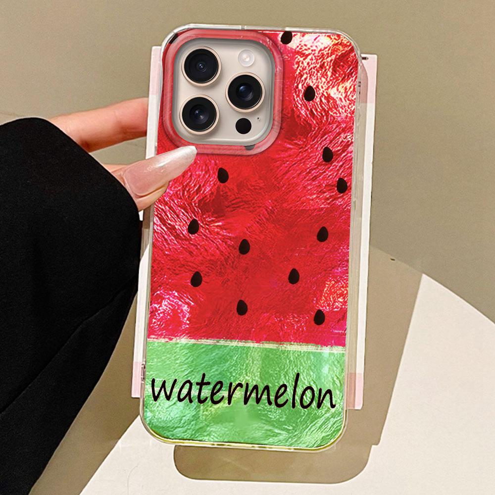 

Watermelon Cherry Fruits Glacier Texture Phone Case for iphone 16 15 14 7 8 Plus 13 11 12 Pro Max X XS XR SE 2022 Back TPU Cover iPhone 15 білий