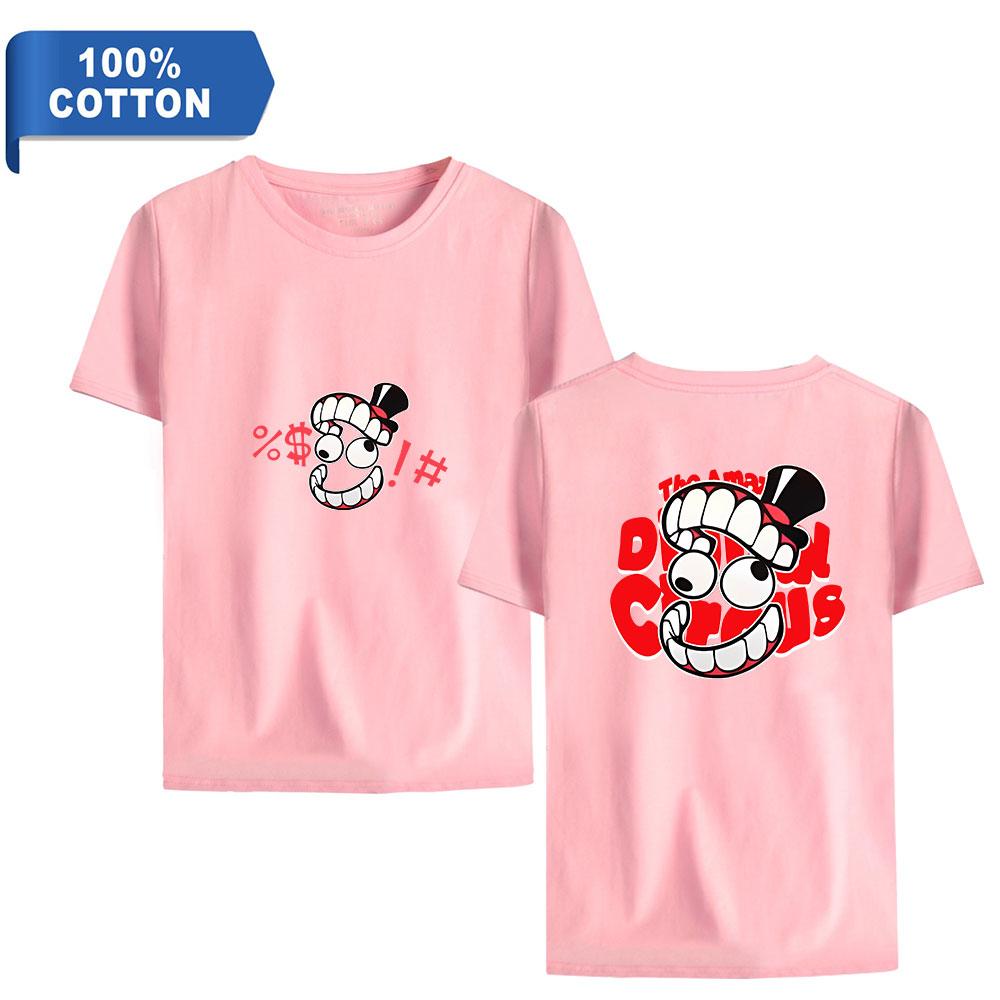 

Футболки из хлопка для женщин и мужчин The Amazing Digital Circus с графическим принтом, с круглым вырезом и короткими рукавами, большого размера, модная мужская одежда, уличная одежда XXS розовый