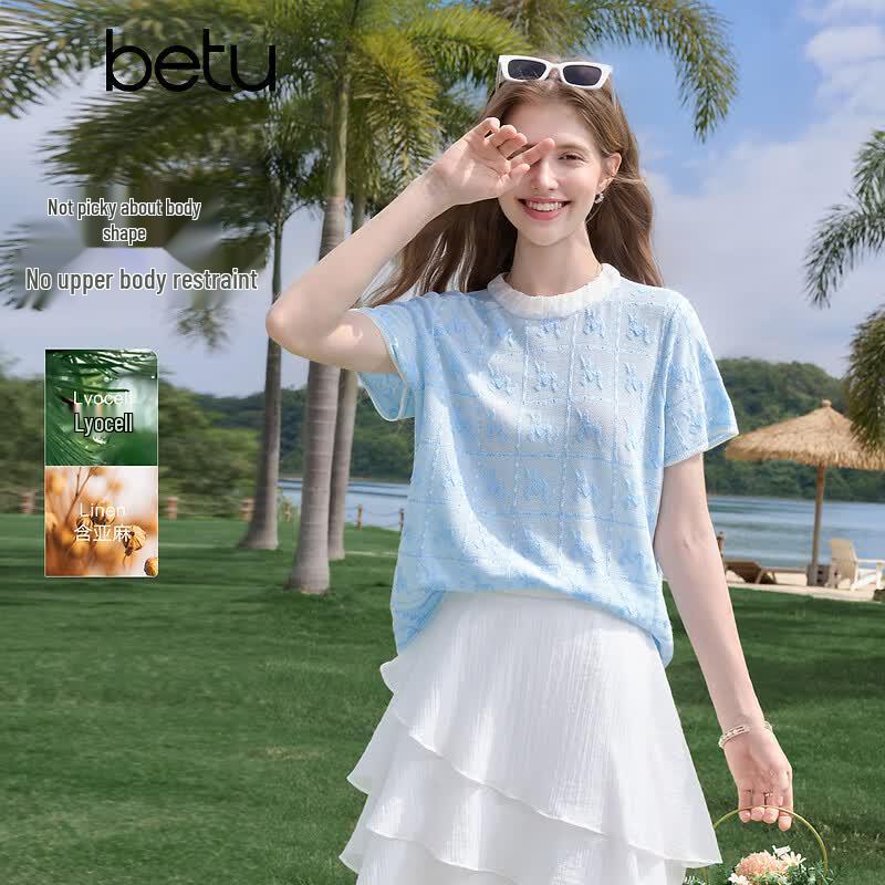 Betu Women s Lyocell Linen Jacquard Knit Top M