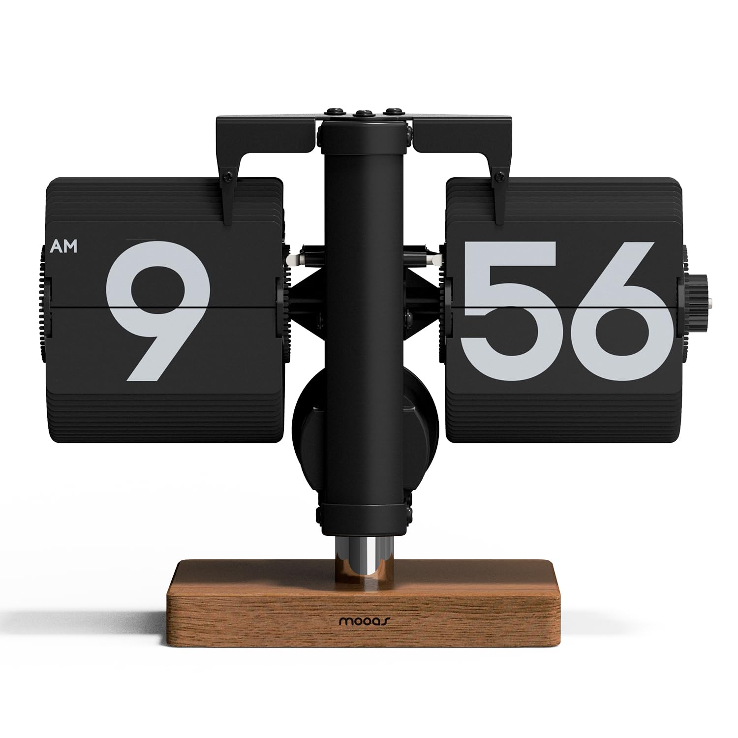 

mooas Classic Modern Wood Mini Flip Desk Clock Retro Vintage Analog Design Auto Flip Clock Table Clock Large Capacity Perfect for Home Office School