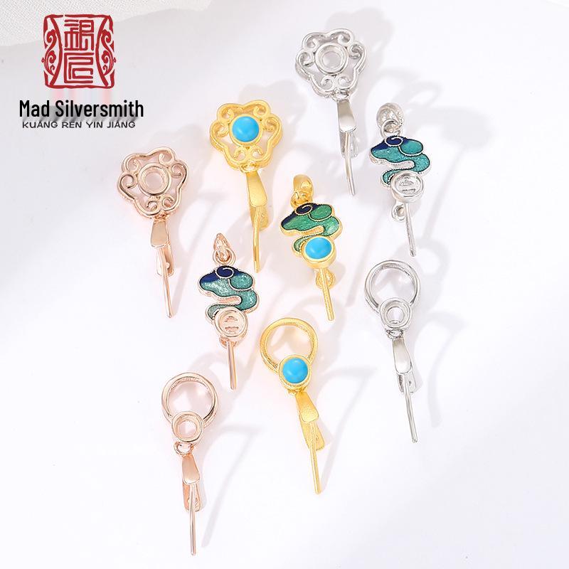 

Gold-Plated Silver Melon Seed Buckle for DIY Inlaid Pendants Necklace Jewelry Material 925 Silver