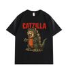 Catzilla Funny Cat Meme Graphic T Shirts Harajuku Japanese Style Short Sleeve T-shirts Fashion Cartoon Oversized T-shirt Unisex