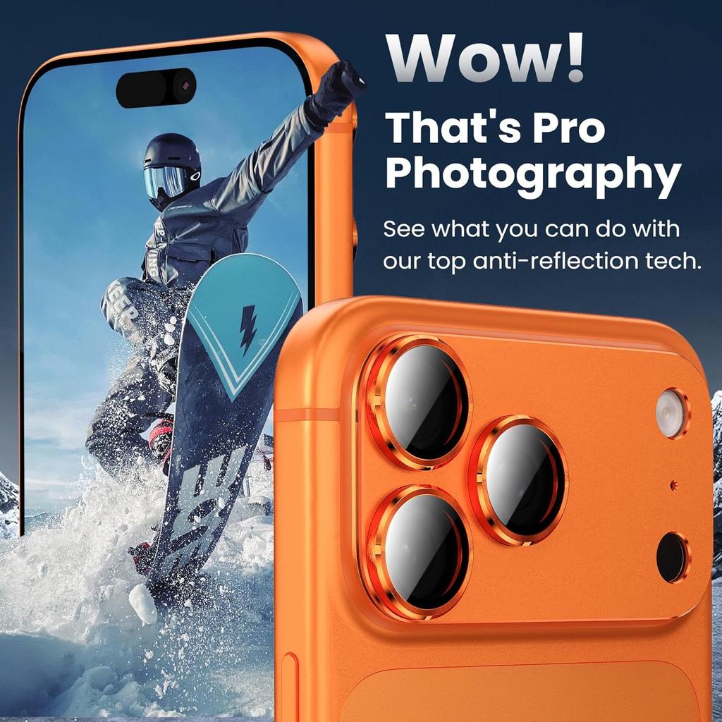 Orange Kameraobjektivschutzabdeckung für iPhone 17 Pro Max Air 16 Plus 15 14 13 17Pro iPhone17 16Pro Metall Gehärtetes Glas Handy-Schutzzubehör