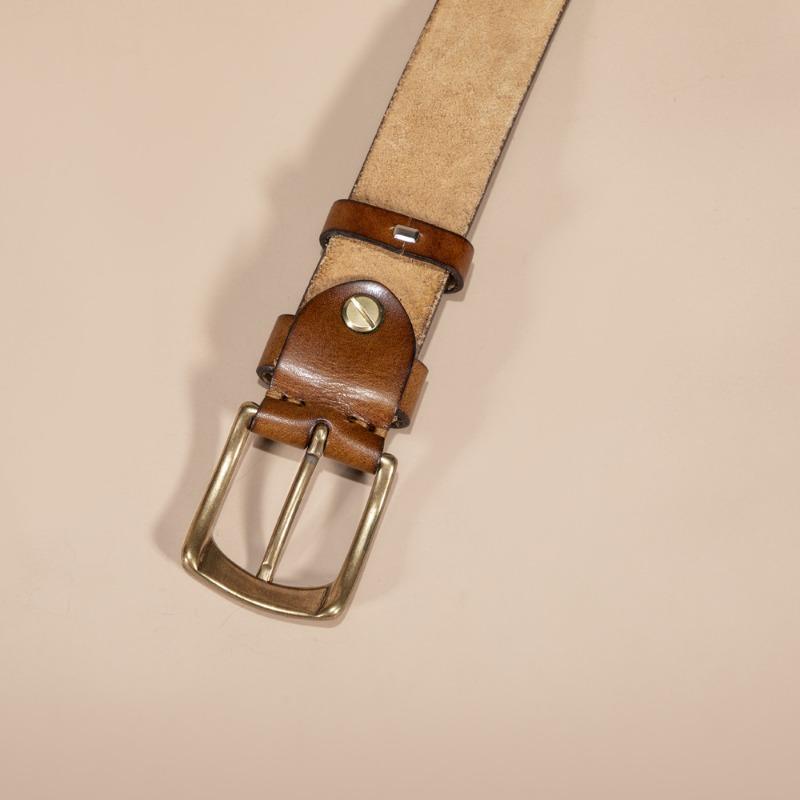 Hot First Layer Cowhide Men's Belt Scalper Leather Belt Classic Men's Versatile Pin Buckle Belt