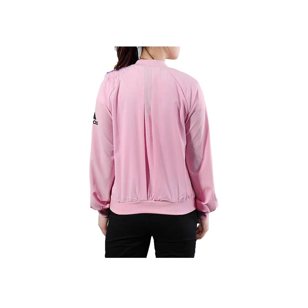Adidas Logo Casual Sports Zip Long Sleeve Jacket Women Jacket Pink DY8615