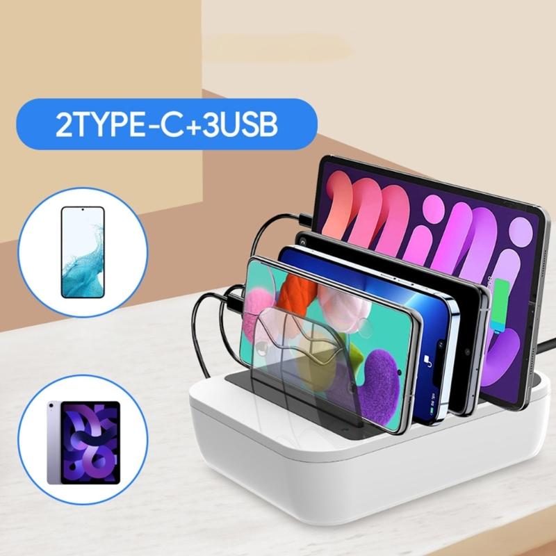 Desktop-Wall Home Fast-Charging Dock Station Charger Base for PC Tablet-Smartphone QC3.0-PD 5 Usb Multiport Hub-Splitter
