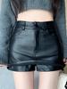 2024 Spring High Waist Black PU Leather A-Line Mini Skirt for Women
