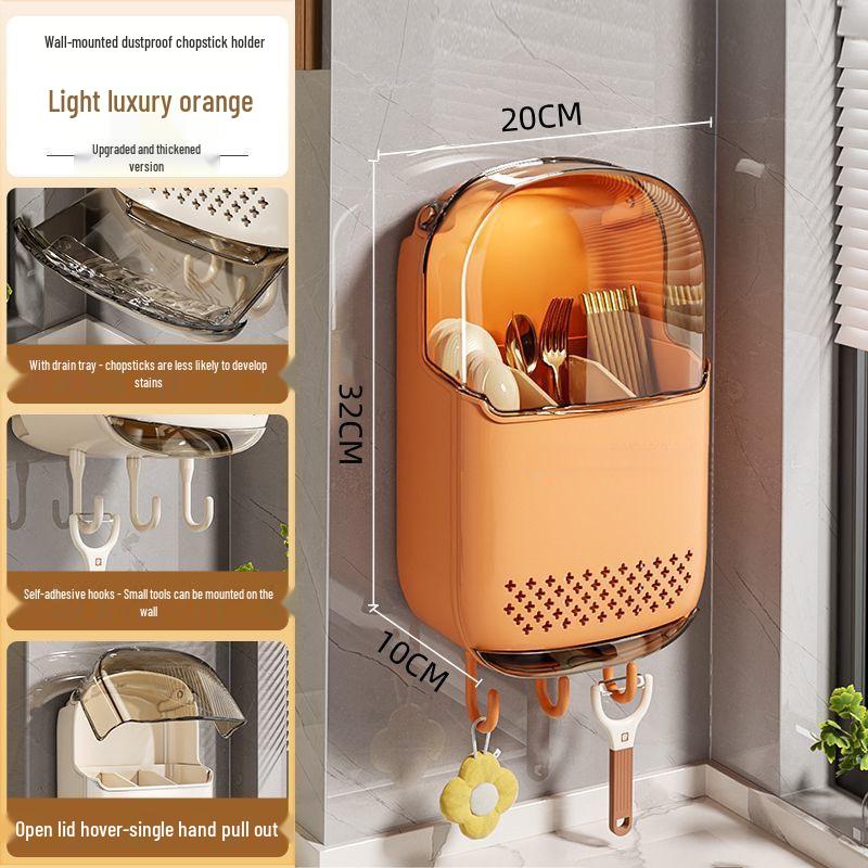 Deluxe Wall-Mounted Kitchen Utensil Holder: Chopsticks, Spoons, and Cutlery Organizer.