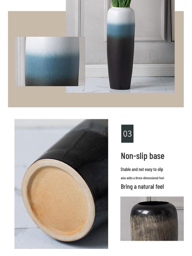 Ceramic Floor Vase for Living Room Dried Flower Arrangement - New Chinese Style Home Decor