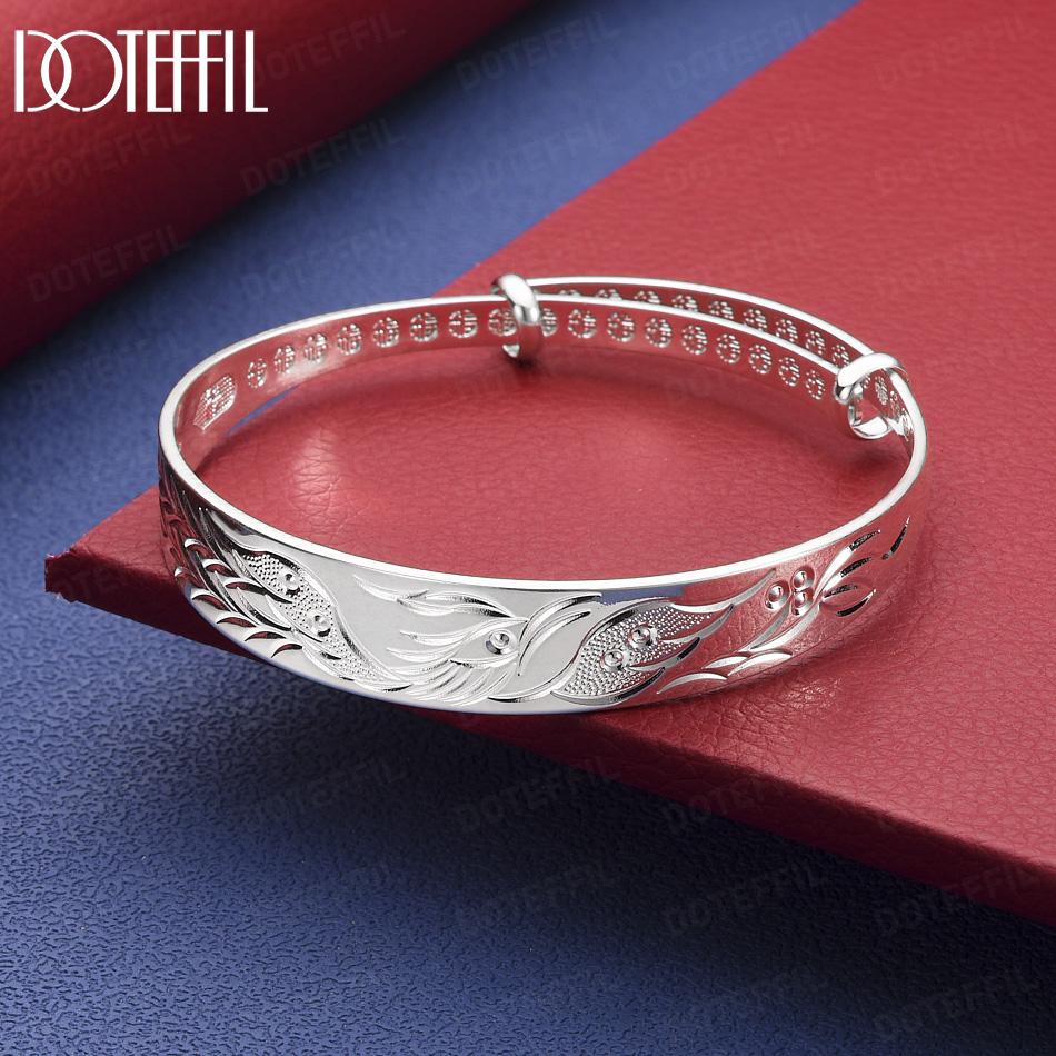925 Sterling Silver Phoenix Relief Bracelet Traditional Chinese Style — Stylish Evening Jewelry
