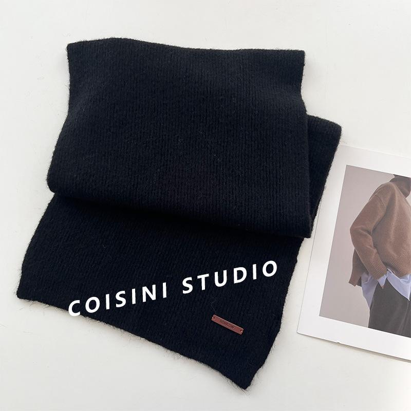 Japanese Gentle Solid Color Soft Waxy Knitted Scarf for Women Winter New Warm Student Couple Woolen Scarf Trendy