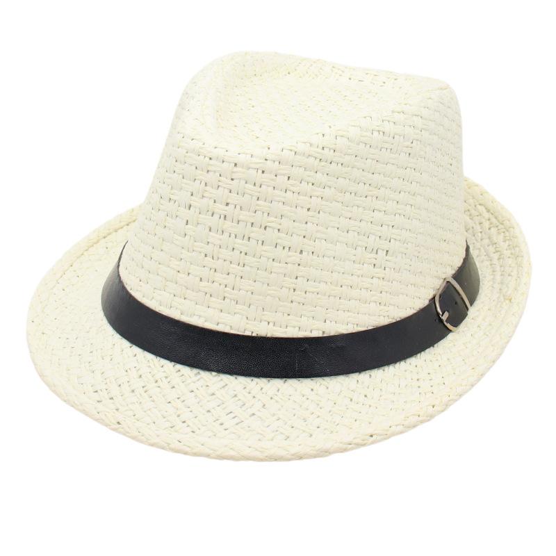 Spring And Summer Vacation Straw Hat Short Brim Visor Jazz Hat Men'S And Women'S Belt Buckle Beach Hat Hand-Woven Cool Hat