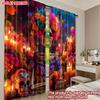Skull Flower Crown Curtains Digital Printing Sugar Marigold Candle Pattern Day Dead Theme Room Decor Set Of 2 Made Polyester