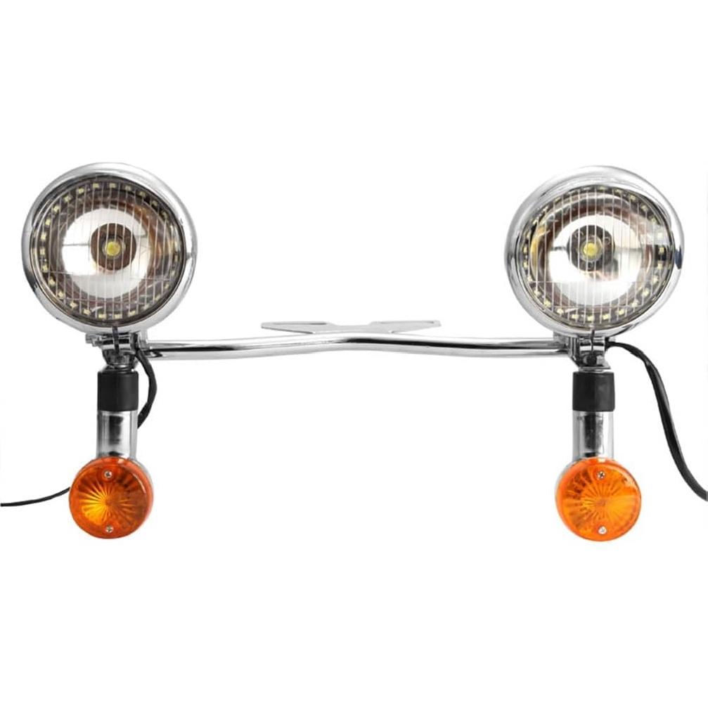 

Motorcycle LED Passing Light Bar Signals Compatible With H-onda VTX 1300 C R S RETRO VT VF 700 750 1100 - Chrome Plated Fog Lamp Assembly with 27 LED