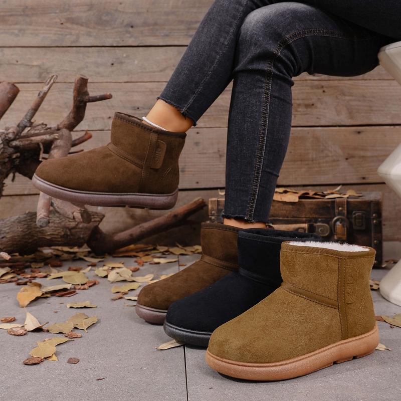 Winter Thick Bottomed Lined Large Head Snow Boots Comfortable Women Warm Short Tube Bread Cotton Shoes Round Toe Boots for Women