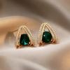 Mendrisio Luxury Earrings For Women 2022 New Fashion Green Zircon Drop Earrings Korean Style Party Jewelry Pendientes Mujer Gift