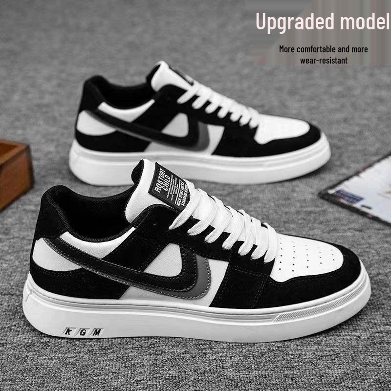 Adidași sport respirabili pentru bărbați, Primăvară/Vară 2025: Pantofi casual versatili în culori la modă alb și negru pentru studenți