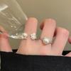 Cold wind zircon pearl opening ring Korean elegant temperament versatile index finger ring light luxury high-end jewelry women