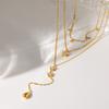 European and American Zircon Five-pointed Star Three-layer Y-chain Plated 18K Gold Stainless Steel Waterproof Necklace High-end Jewelry Women